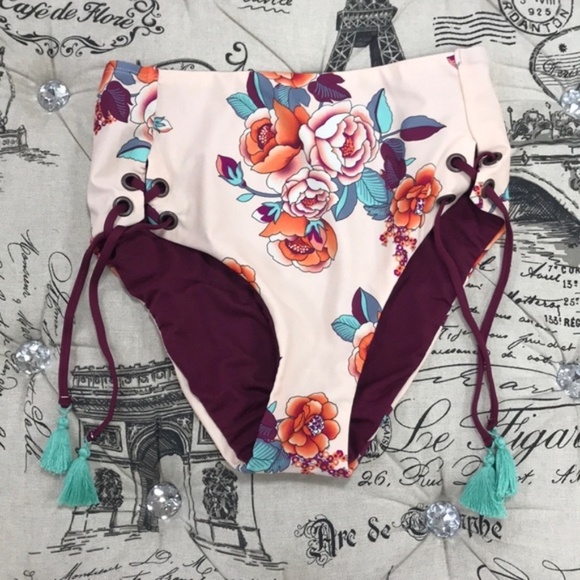 Mossimo Printed High Waist Lace-Up Bikini Bottom - Picture 3 of 5